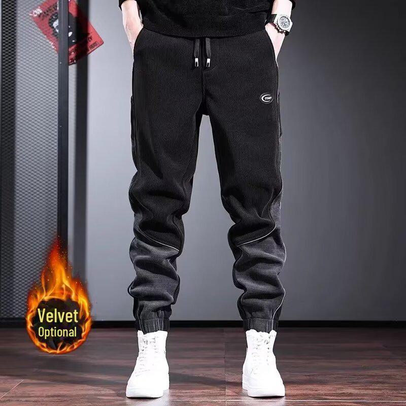 

Мужские спортивные штаны из плотного вельвета на осень/зиму — стильные, модные, в стиле шаровары из бархата. 3XL чёрный