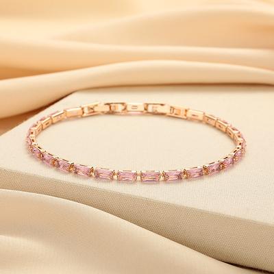 Rectangular Pink Bracelet for Women, Light Luxury, Simple and Elegant Fashion Jewelry