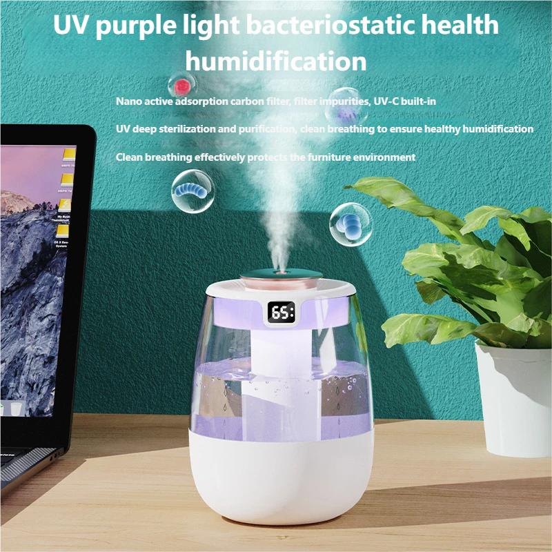 Air Humidifier USB Large Capacity Double Spray Port Aroma Diffuser Essential Oils Color Light for Home Bedroom Office