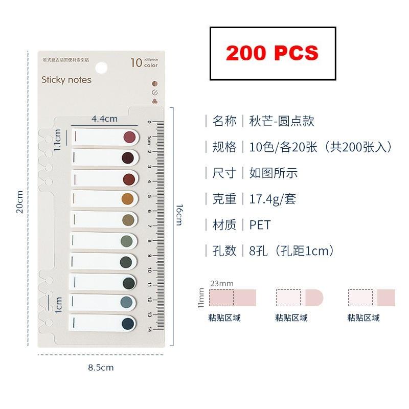 200 Stück bunte Haftnotizen, Index, Haftnotizen, Planungserinnerung, Notizen, Notizblock, Etikettenaufkleber, Lesezeichen, Notizblock, Schulbürobedarf
