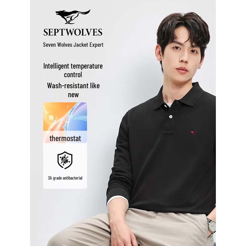 SEPTWOLVES Men s Cotton Blend Long Sleeve Polo Shirt XXXXL