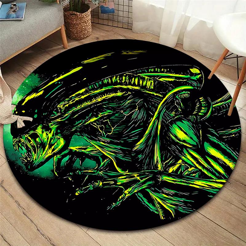 Tappeto Rotondo Alieno, Tappeto per Soggiorno Camera da Letto Divano Sala Giochi Decorazione, Tappetino Antiscivolo