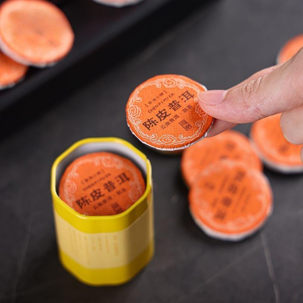 

Пуэр с мандариновой коркой - Старая корка Нового Хуэй, Мэнхай Древнее дерево Шу, Мини-точи 1 can of 10 cakes