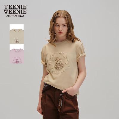Women's Bear Embroidered Short Sleeve T-Shirt