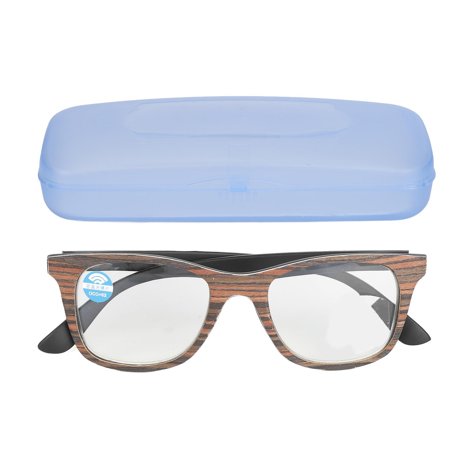 

Reading Glasses Vintage Style Progressive Photochromic Multifocus Eyeglasses Dual Use Computer Glass +150 Black Wood Grain Frame