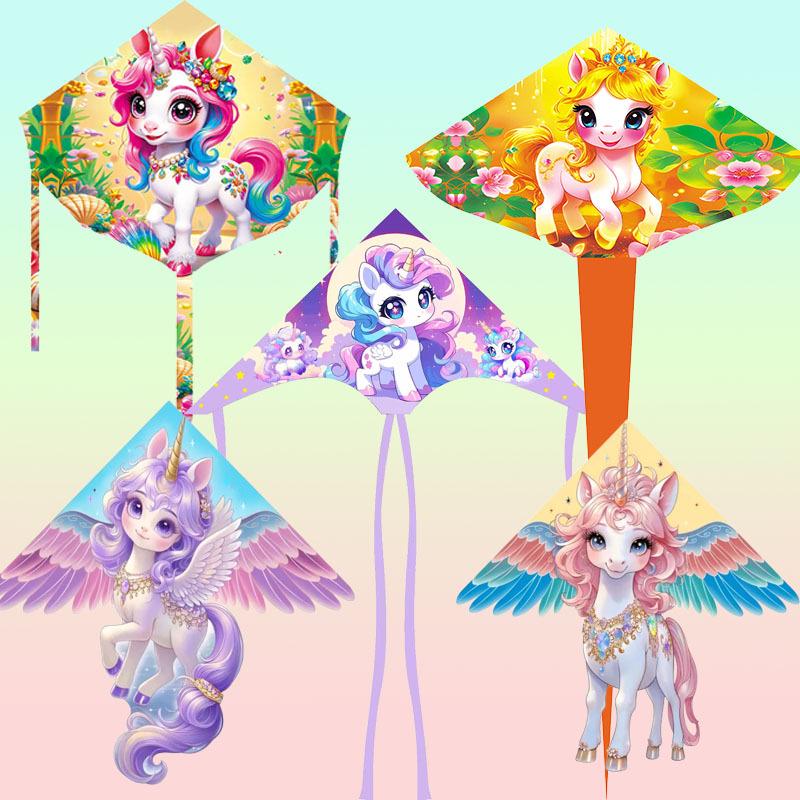 Aquilone Unicorno Colorato per Bambini e Adulti - Facile da Far Volare con Brezza Leggera
