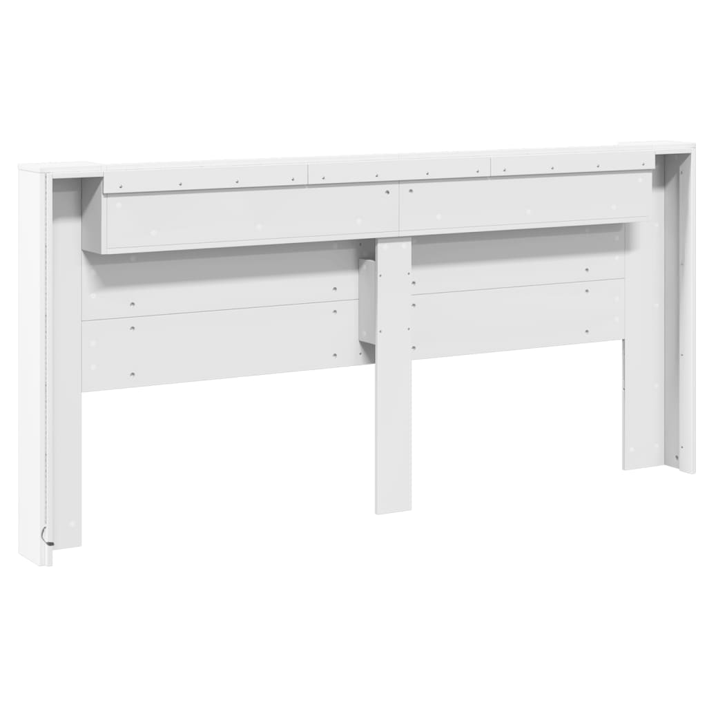 LED Headboard with Shelves White 220x16.5x103.5 cm
