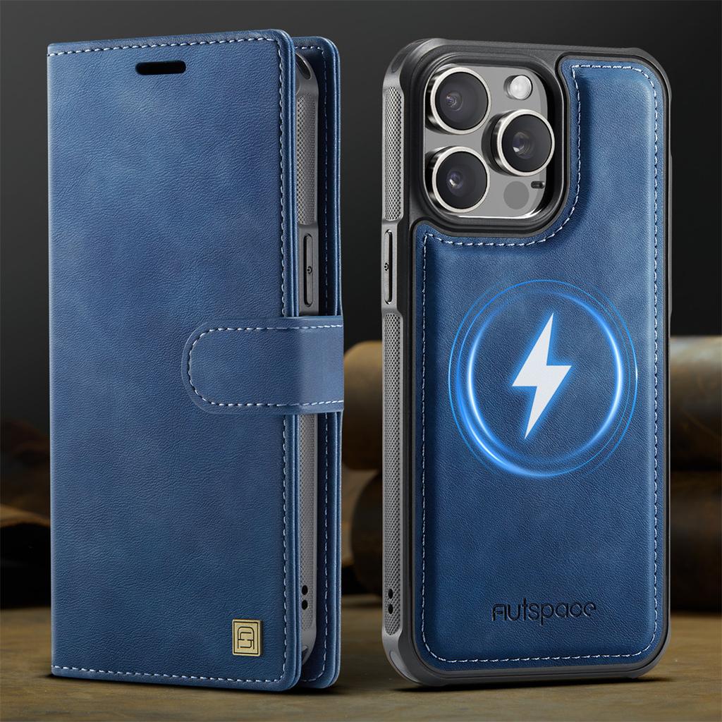 2-in-1 Magnetic Detachable Wallet Case for iPhone 15/15 Pro/15 Pro Max/15 Plus - PU Leather, Card Slots, MagSafe Charging, 360° Protection & Kickstand