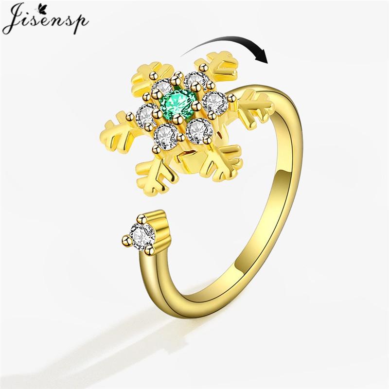 Luxury Anxiety Ring Fidget Spinner Ring for Women Crystal Flower Butterfly Animal Finger Ring Rotate Anti Stress Wedding Jewerly