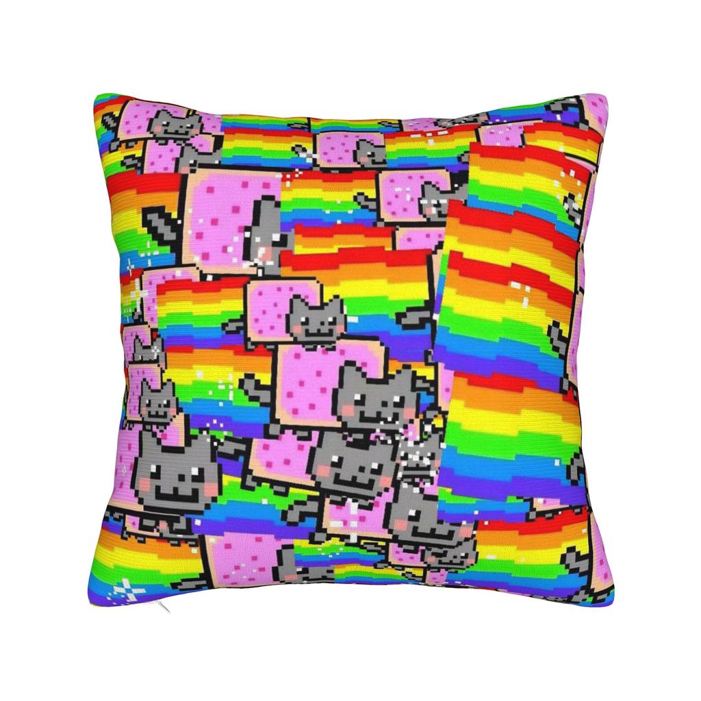 Printed Nyan-Cats Rainbow Funny Game Pillowcase Polyester Cushion Cover Gift Internet Meme Pillow Case Cover Home Drop Shipping