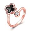 Qiaolanxuan Rose Gold Zircon Four-Leaf Clover Ring