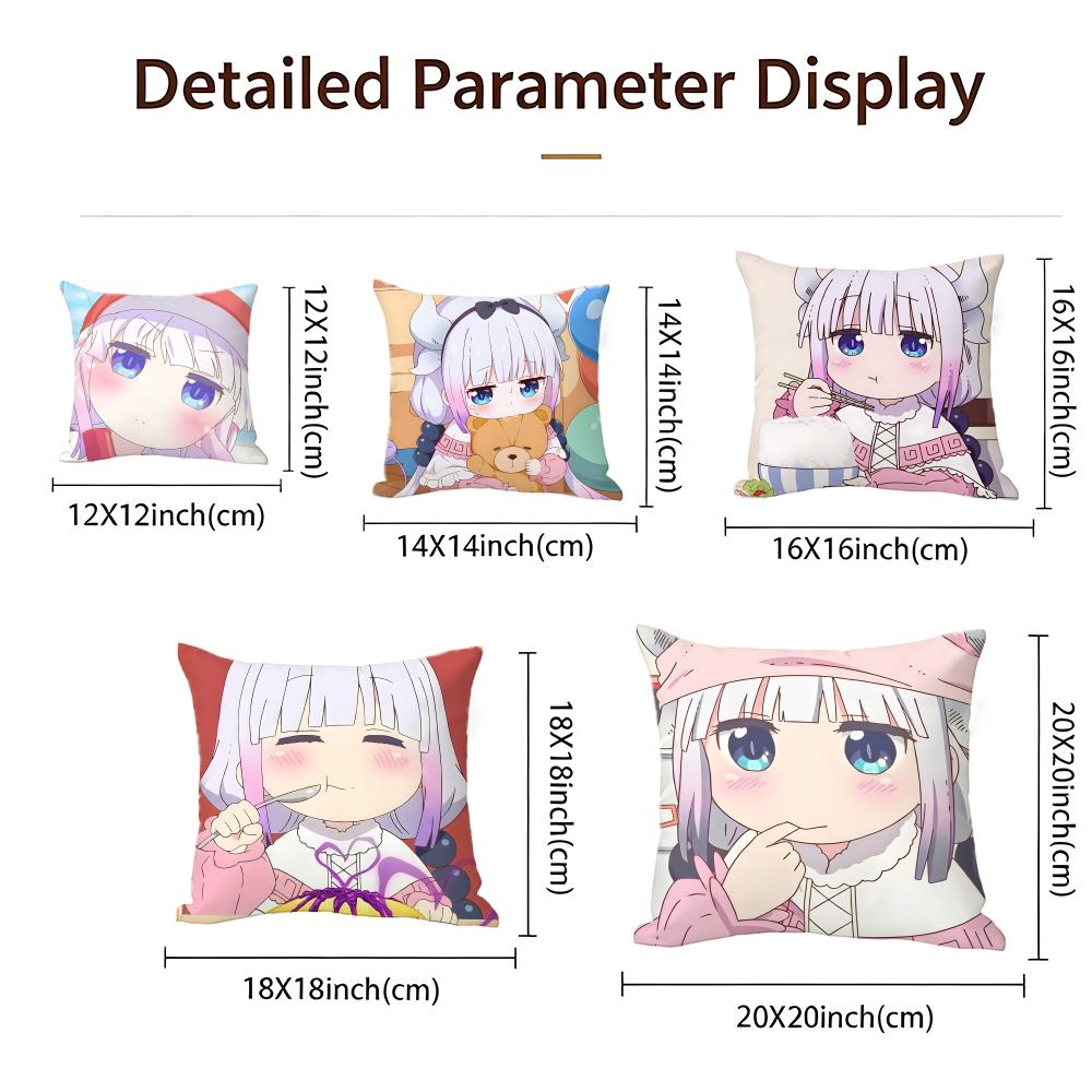 Anime Miss Kobayashi'S Dragon Maid Cushion Cover Cushion Cover Set 4Pcs 50X50 45X45 40X40 Pillowcase Decorative Sofa Home Decor