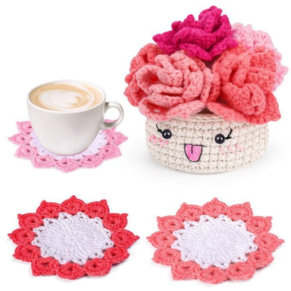 Adults & Kids Crochet Kits for Beginners, Crochet Kits to Make Colorful Cup Mat