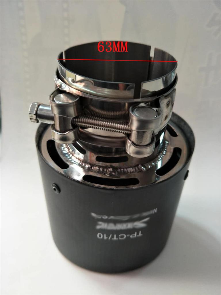 Car Universal 63-89mm Blue Burnt Steel End Carbon Fiber Exhaust Muffler Tip Pipe