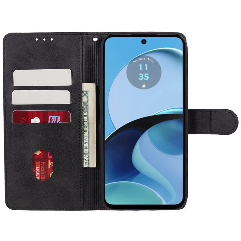 

PU Leather Wallet Case for Motorola Moto G14 4G,Calf Texture Stand Phone Cover Black