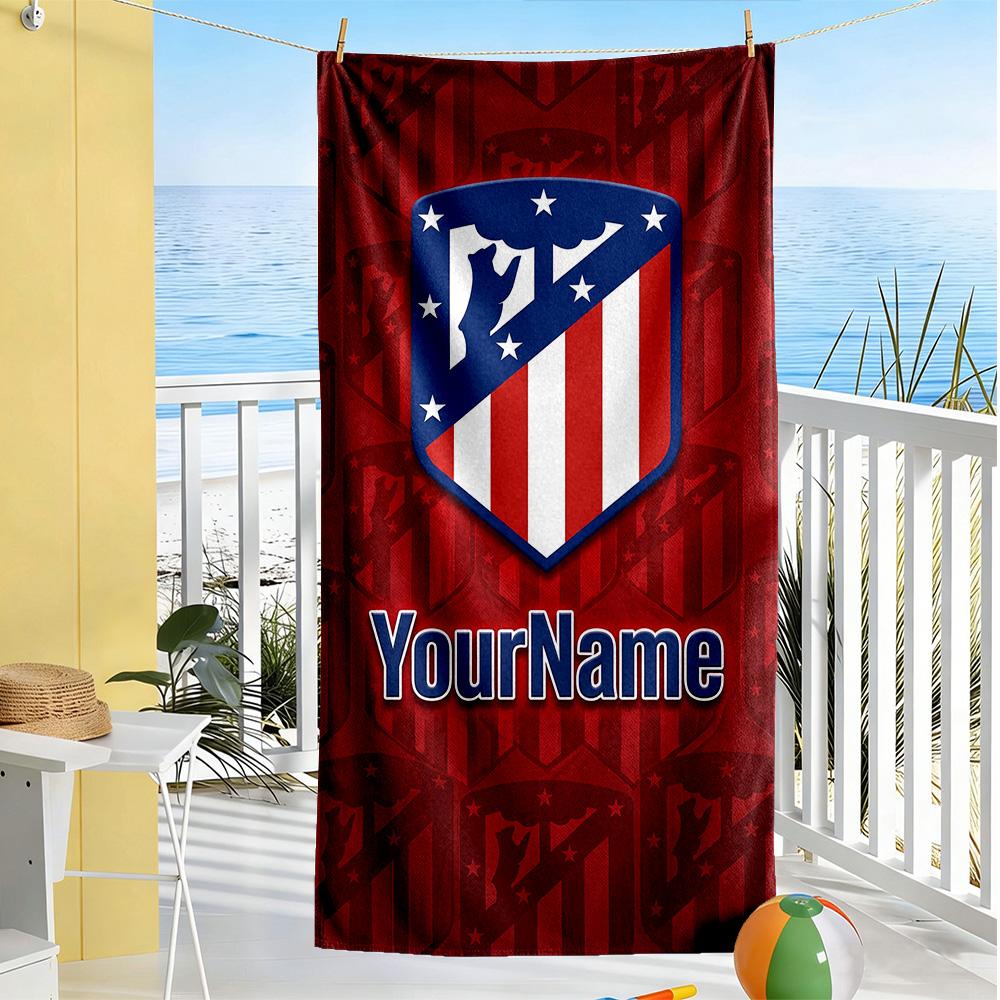 Atletico Madrid Customizable Name Beach Towel Quick-Dry Soft Microfiber Portable for SwimmingBeachCamping Travel Beach AccessoriesGym