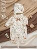 Spring & Autumn Little Princess Oil Painting Style Rabbit Romper Set with Lace Hat