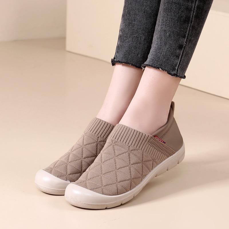 Mom Shoes Non-slip and Wear-resistant Soft Sole Soft Cotton Breathable Fly-woven Shoes Cloth Shoes Walking Shoes