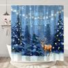 Christmas Shower Curtain Santa Claus Christmas Gifts Snowman Happy Holidays Polyester Shower Curtains Bathroom Deco with Hooks