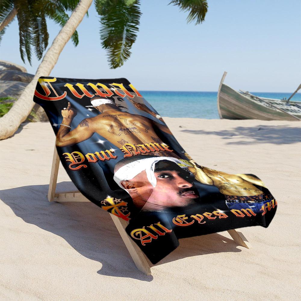 2pac Customize Your Name Beach Towel Soft Durable Quick-Dry Suitable for Swimming Gym Camping Yoga Vacation