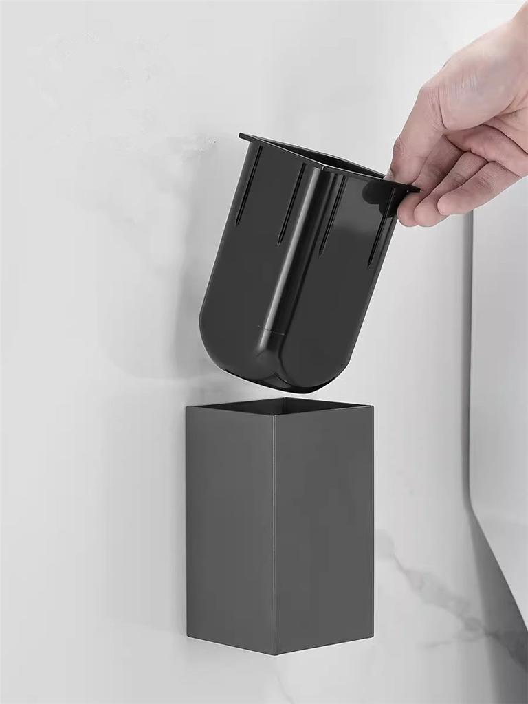 Black Toilet Brush Holder with Brush Aluminum Gray/White Bathroom Toilet Scrub Cleaning Brush Holder Set
