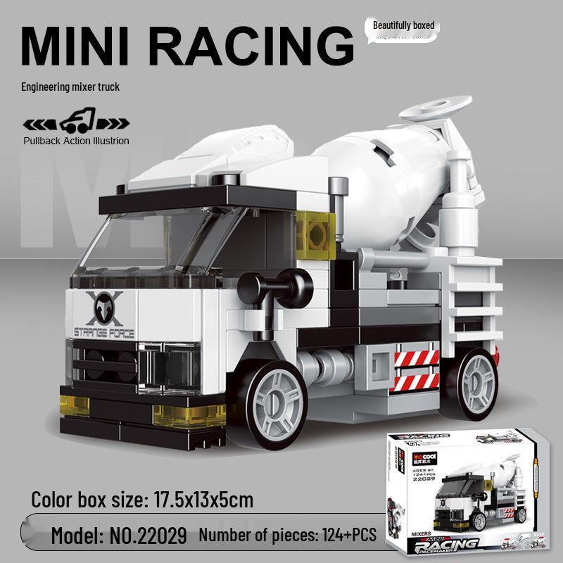 Pull-Back Assembly Toy Set: Campervan, Race Car, Ambulance, Fire Truck