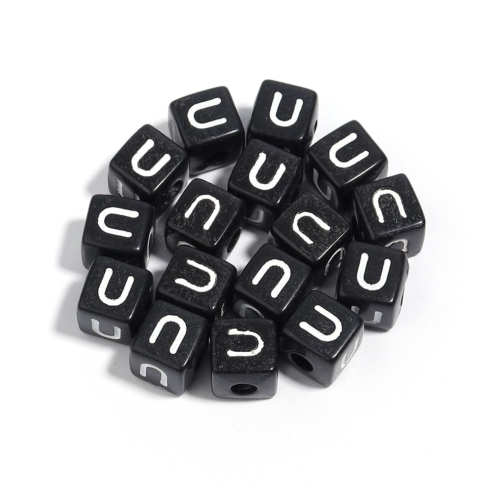 50-100 Stück Schwarze Acryl Buchstabenperlen A-Z Alphabetperlen Würfel Abstandshalterperlen Für DIY Armband Halskette Schmuckherstellung Zubehör