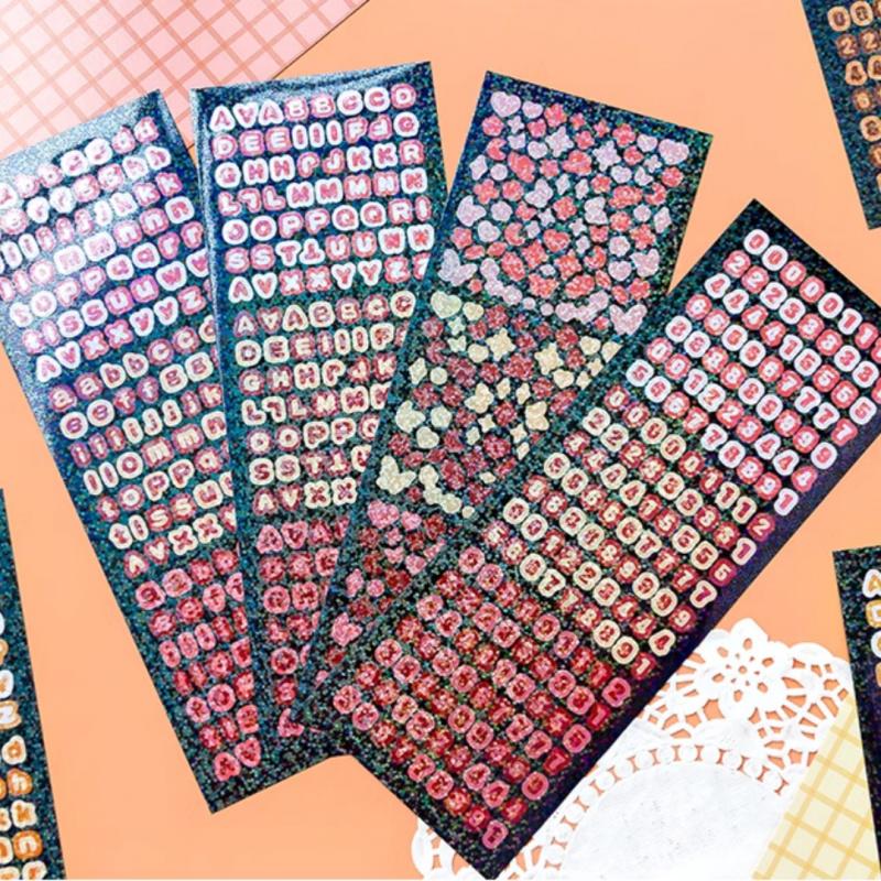 4Sheets/Pack Laser Bling Letter Gift Alphabet Sticker Decorate Photocard Scrapbooking DIY Photo Album Stationery Supplies