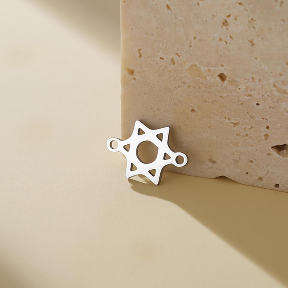 5 pièces Breloques Lettre Hébraïque Chai Pendentifs Étoile de David en Acier Inoxydable pour Bracelets Je Fabrication de Bijoux Cadeaux DIY Faits à la Main