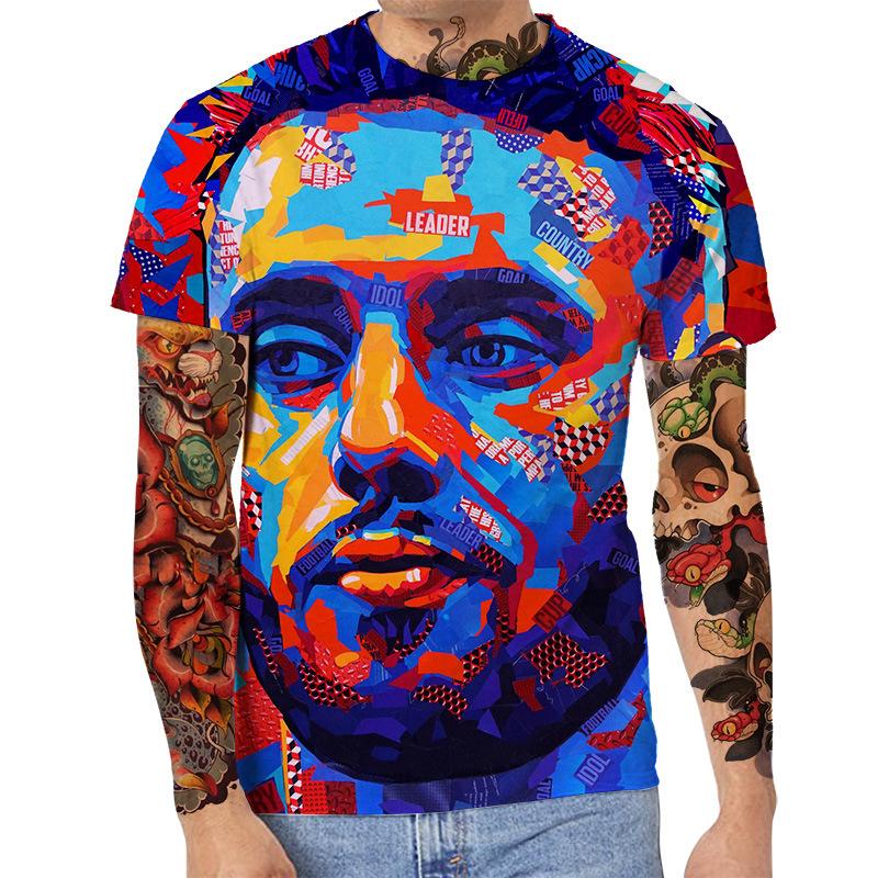 Summer Round Neck 3D Art Print Top Fashionable Casual Short Sleeved Men's T-shirts