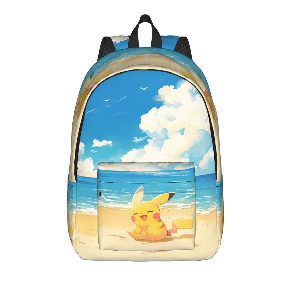 Fashion Pokemon Summer Vibes Theme Backpack Pikachu Mochilas Versatile For Work Retro Washable Rucksack