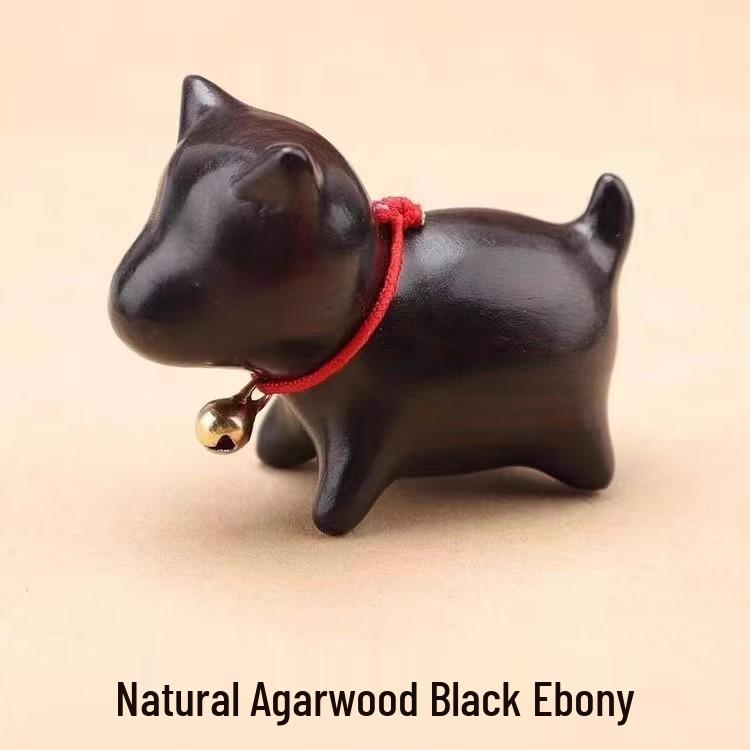 Green & Black Sandalwood Puppy Ornament: Cute Cultural Charm Keychain, Creative Birthday Gift