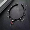 Goth Punk Nieten Roter Mond Metallkette Quaste Anhänger Halsband Choker Halsketten Für Frauen Männer Hip Hop Y2K Grunge Schmuck Accessoires