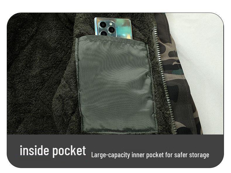 Camouflage Gefütterte Wasserdichte Baumwolljacke – Mittellang, Dick, Warm & Verschleißfest