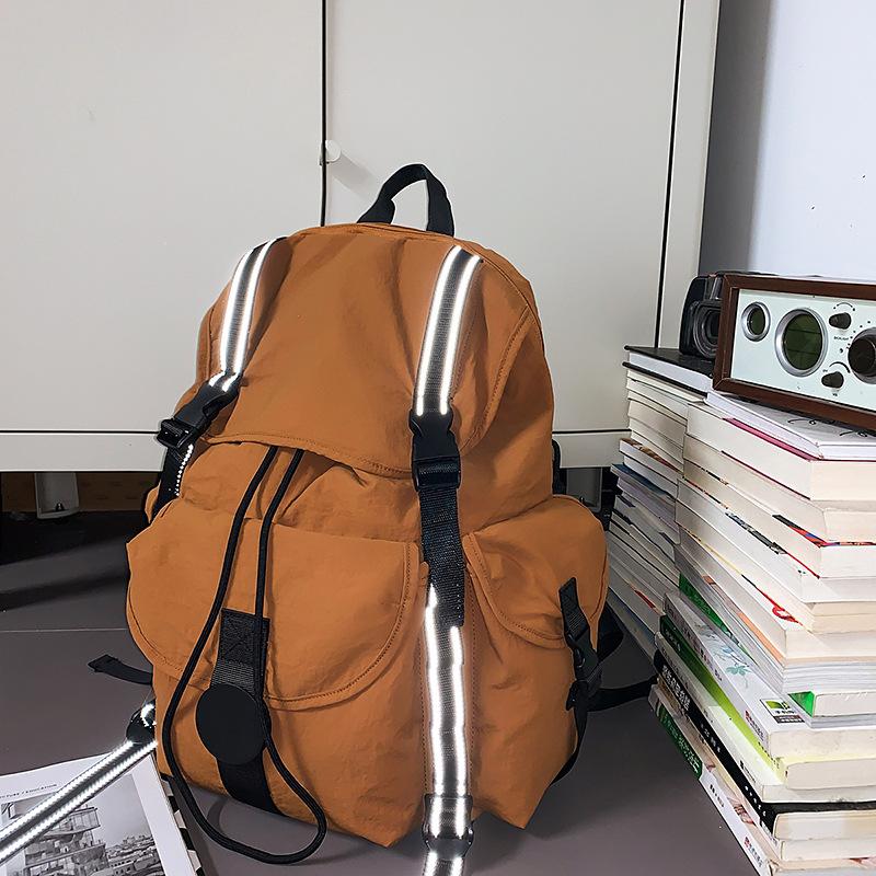 Schoolbag Casual Simple Large Capacity Drawstring Flip Outdoor Lightweight Backpack Travel Mountaineering Computer Backpack Student School Bag