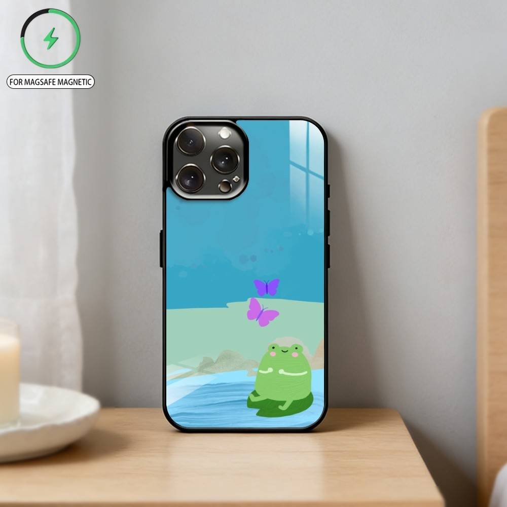 

H-Счастливая Лягушка Чехол для Телефона Для iPhone17,16,15,14,13,12,11 Plus,Pro Max Магнитный Для Magsafe Беспроводной Зарядки iPhone11PRO