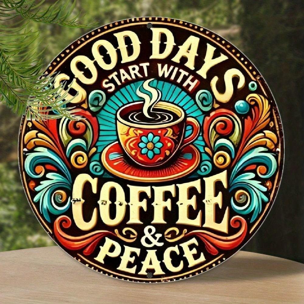 Parker Vintage Tin Metal Sign Wall Decor Retro Good Days Start with Coffee Peace Aluminum Sign for Home Bar Cafe Man Cave