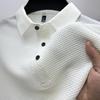 Mesh Ice Silk Short-sleeved T-shirt Men Shirt Collar Summer Solid Colour New Men's Polo Short-sleeved Tops