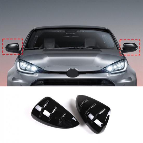 Glossy Black Side Rear View Mirror Cover Cap Trim For Toyota Yaris Cross +