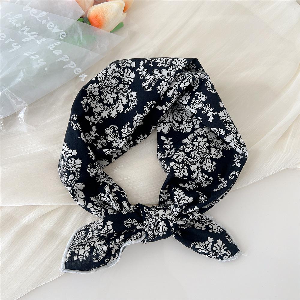 58 Cotton Linen Small Square Silk Scarf for Women - Spring/Autumn/Summer Korean Style Headband & Decorative Scarf