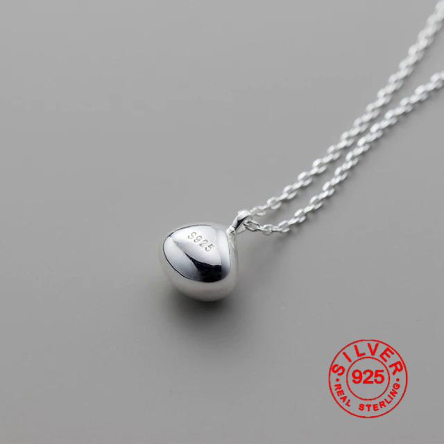 

Silver color Pean Shape Chain Choker Necklace For Women Wide Fine Jewelry Wedding Party Birthday Gift 40cm