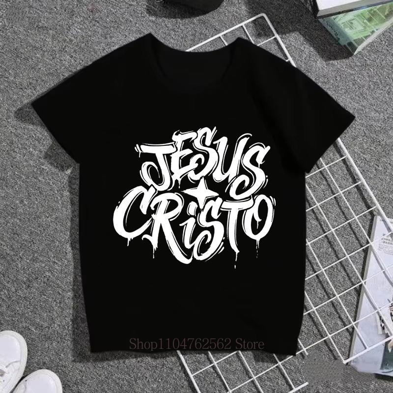 Children Clothing Jesus Print Tshirts Summer Boys Girls Casual Fashion Funny Tops Kids Colorful Crew Neck Short Sleeve Tees