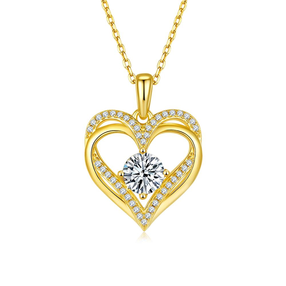 

Vinregem 3EX VVS1 D Цвет круглой огранки 6,5 мм 1 карат из настоящего муассанита с бриллиантами Love Heart Ожерелье для женщин Стерлинговое серебро 925 пробы ювелирные изделия Подарки chain length-45cm золотой
