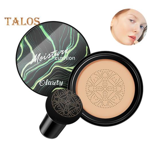 Crème CC avec houppette à poudre de champignon Fond de teint correcteur de couleur à couvrance totale Hydratant Longue durée Contrôle du sébum Anti-cernes léger et naturel