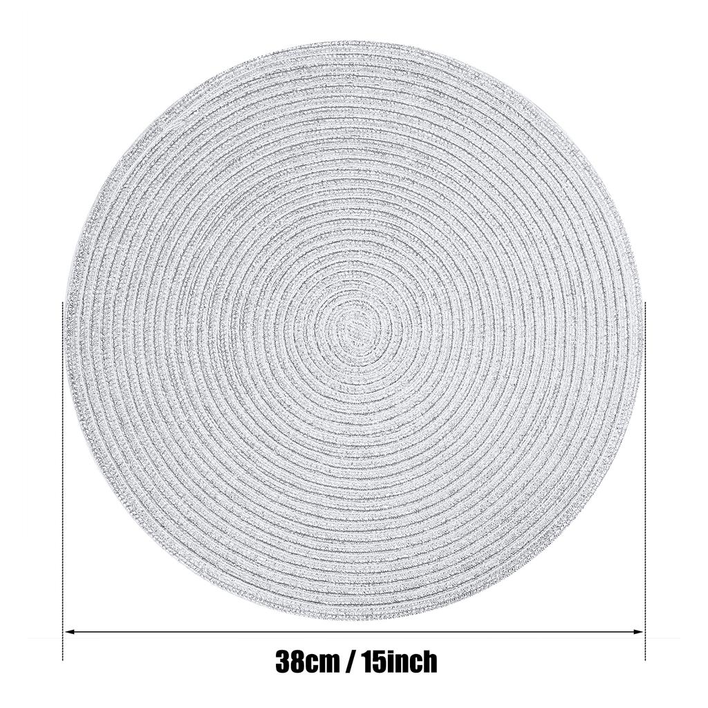 Set of 6 36cm/38cm Ramie Round Table Mat Braided Placemats Washable Non-Slip Kitchen Dining Tableware Bowl Pads Cup Coasters