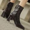 Super High Heels Women Snow Ankle Boots Square Toe Sexy Shoes Leather Chunky Fashion Bootas 2024 Trend Winter Pumps Botas Mujer
