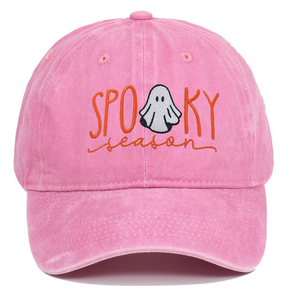 Halloween Ghost Embroidered Baseball Cap With Vintage Wash For Cosplay Fans