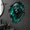 Decorative Wall Film Halloween Theme Sticker, Horror Skull Decal, Waterproof Self-adhesive Glowing Stickers Art, for Home Living Room Bedroom