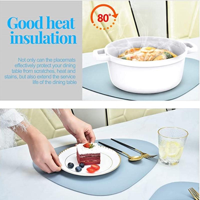 Inyahome dekkeunderlag i skinn med underlegg Tosidige unike ovale bordmatter Oppgraderte PU-kaffematter Kjøkkendekkeunderlag Nordic