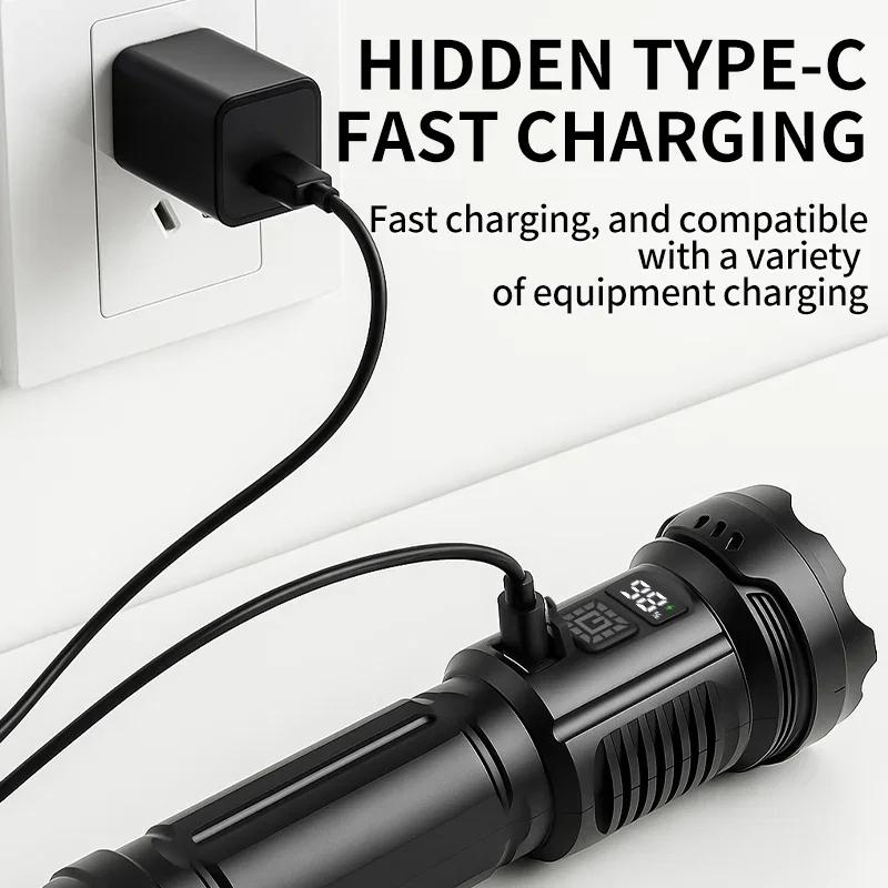 Super Jasna 7-LEDowa Latarnia Kempingowa, Ładowana przez USB-C, Przenośna Wodoodporna Latarka na Zewnątrz, do Sytuacji Awaryjnych, Wędrówek, Wędkarstwa, Awarii Zasilania, Sprzęt Przetrwania